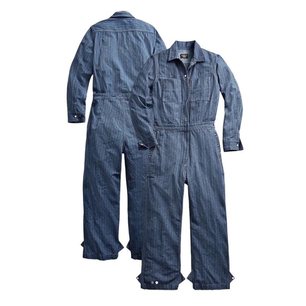 Women's Ralph Lauren RRL Japanese Striped Jaspé Twill Coverall Jumpsuit sz S